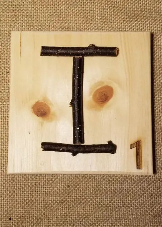 wood scrabble letters made from brances