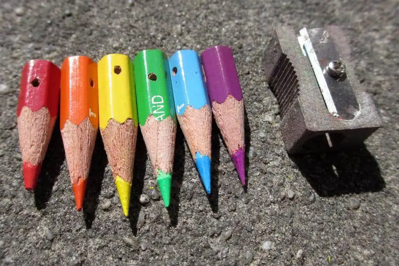 Sharpened pencils of all colors