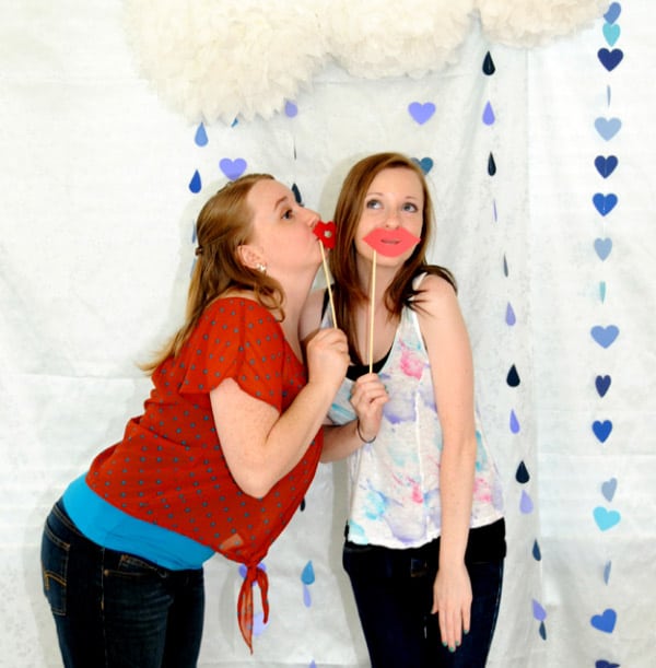 kisses in the bridal shower photo booth
