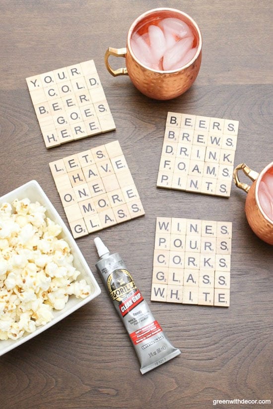 Scrabble letter coasters DIY