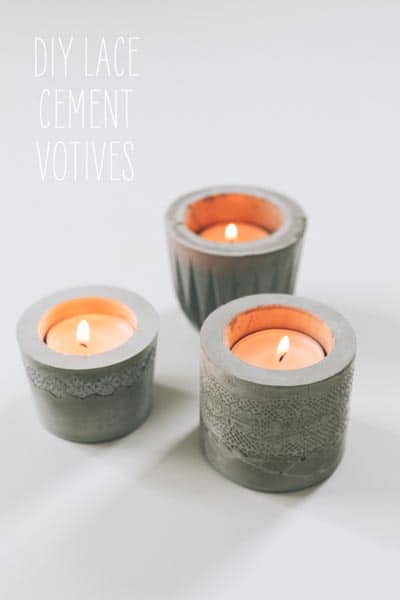 Laced Cement Tea Light Candle Holder